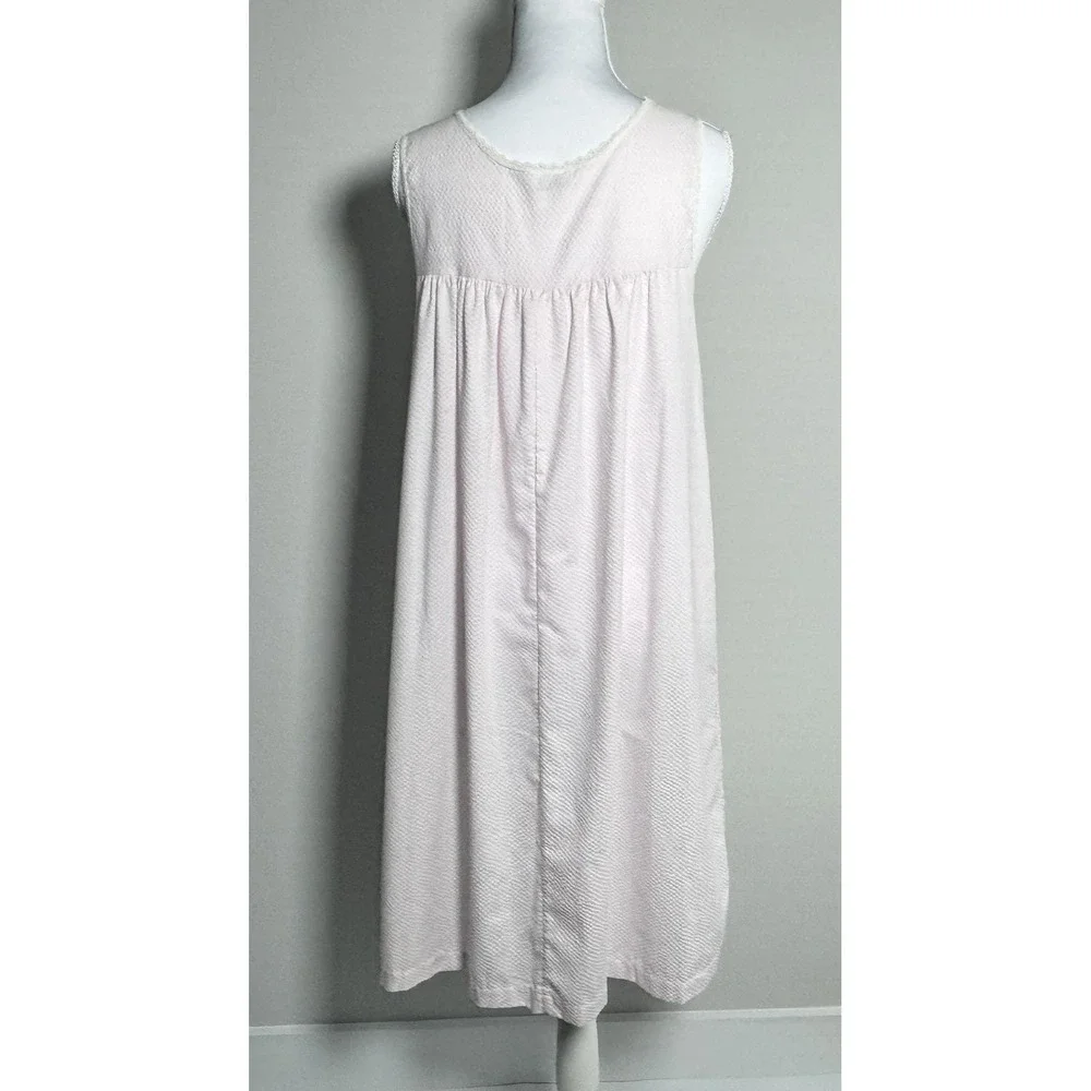 Vtg Carole Pink Seersucker Nightgown Housecoat Set Sz‎ S USA Pocket Cottagecore
